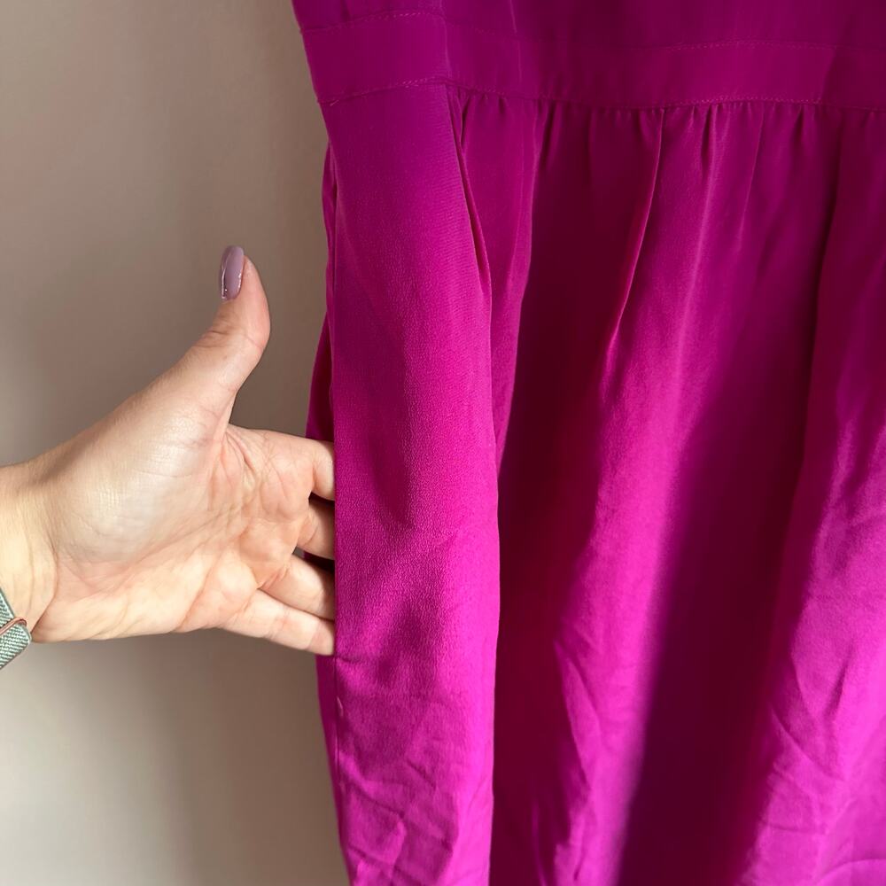 Madewell Silk Mini Dress Womens 6 Magenta Pink EUC Spaghetti Strap‎ Pocket - Picture 3 of 7